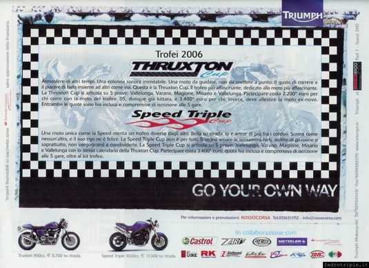 2005 pubblicit Triumph Thruxton e Speed Triple CUP