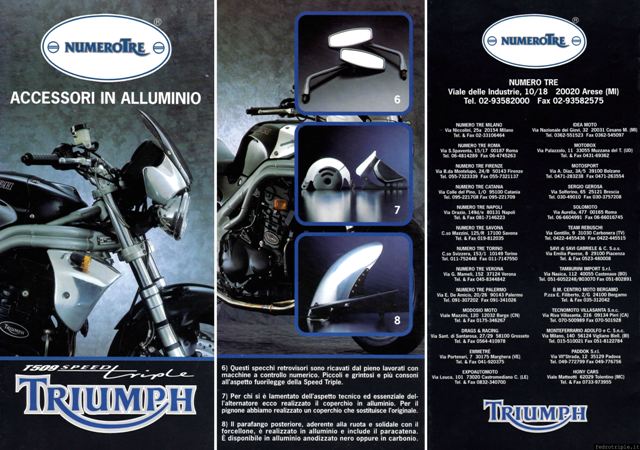 1998 Triumph T509 Speed Triple Accessori Numero Tre