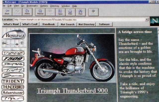 1997 Triumph web site 1997 Triumph Thunderbird 900