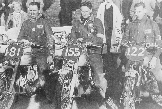 1949 - Il team Triumph all'ISDT : Jim Alves, Bob Manns e Bert Gaymer