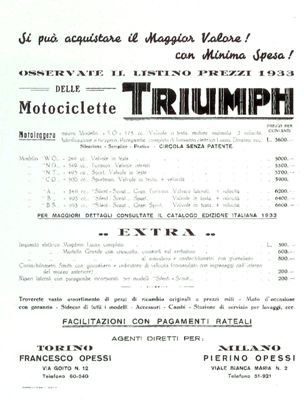 Pubblicit Advertising Triumph Motorcycles