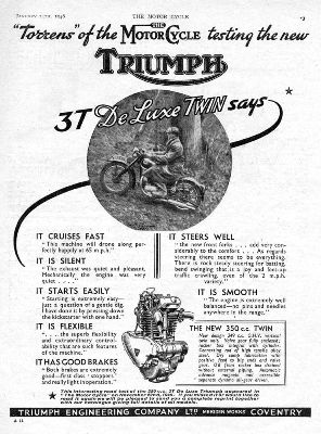 Pubblicit Advertising Triumph Motorcycles