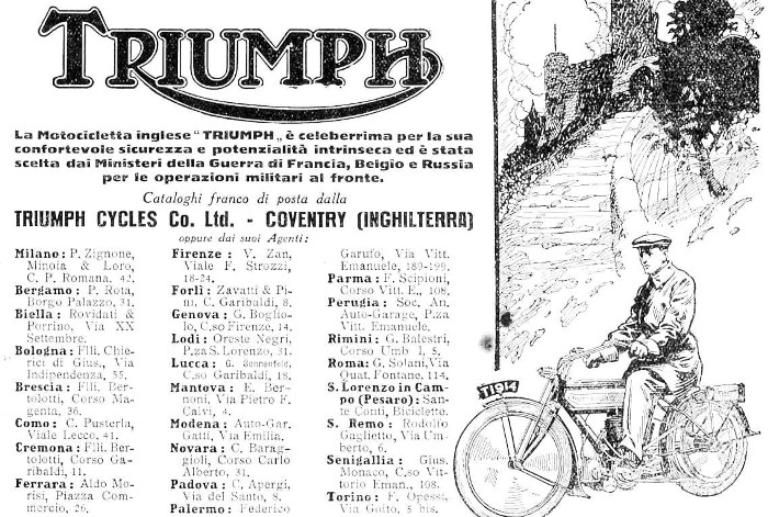 Storia Triumph in Italia pre-Hinckley importatori distributori