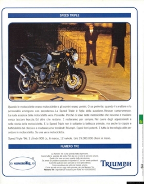 1996 Pubblicità Triumph Numero Tre Speed Triple