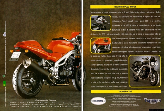 1997 Pubblicità Triumph Numero Tre Speed Triple