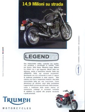 1997 Pubblicità Triumph Numero Tre Legend TT