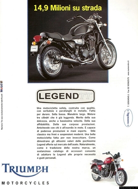 1999 Pubblicità Triumph Numero Tre Legent TT