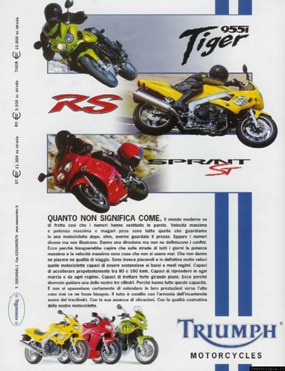 2002 pubblicità Triumph Sprint ST Tiger 955i Sprint RS