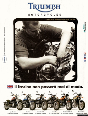 2003 pubblicità Triumph Classic Motorcycles