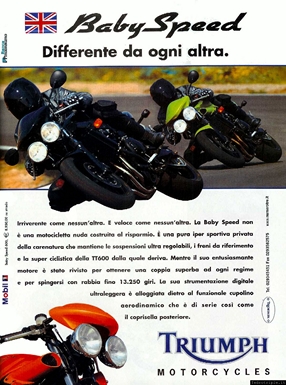2003 pubblicità Triumph Baby Speed