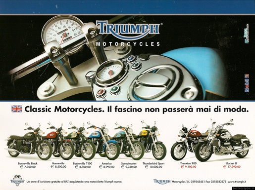2004 pubblicità Triumph Classic Motorcycles