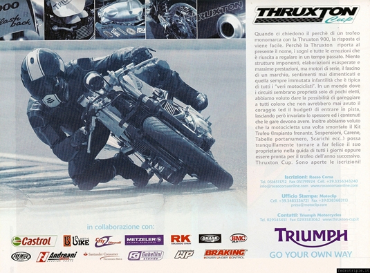 2005 pubblicità Triumph Thruxton Cup