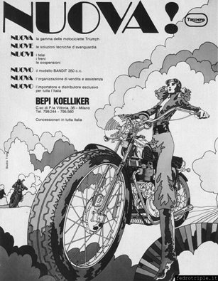 Pubblicità Advertising Triumph Motorcycles Koelliker