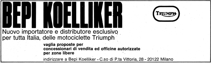 Storia Triumph in Italia pre-Hinckley importatori distributori Koelliker